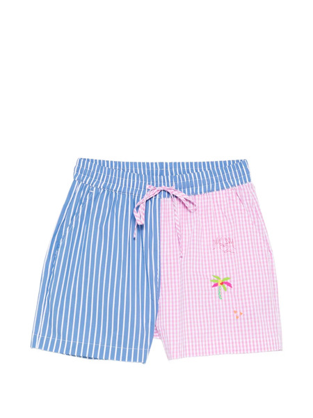  Susanna Blu Striped Embroidered Shorts - Blue 