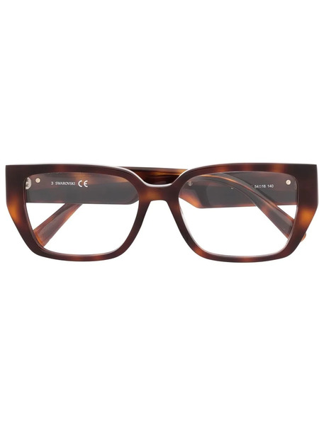  Swarovski Eyewear Crystal-embellished Rectangle-frame Glasses - Brown 