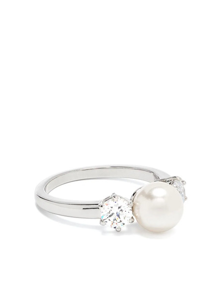  Swarovski Matrix Crystal Pearl Ring - Silver 