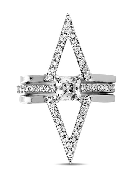  Swarovski Platinum Funk Ring Set - Silver 