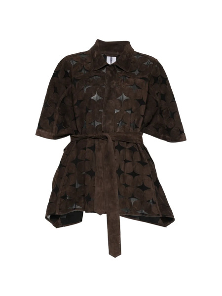  Sword Belted Suede Jacket - Brown 