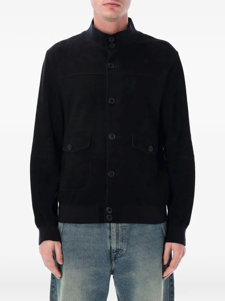  Sword Button Pocket Biker Jacket - Black 