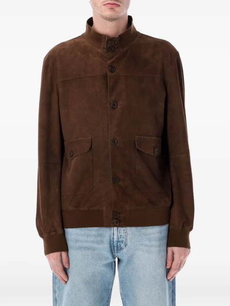  Sword Buttoned Leather Jacket - Brown 