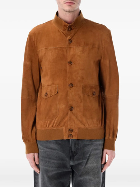  Sword Buttoned Leather Jacket - Brown 