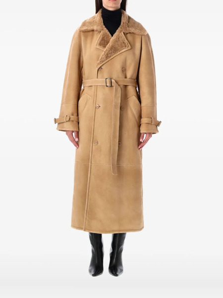  Sword Shearling Belted Coat - Neutrals 