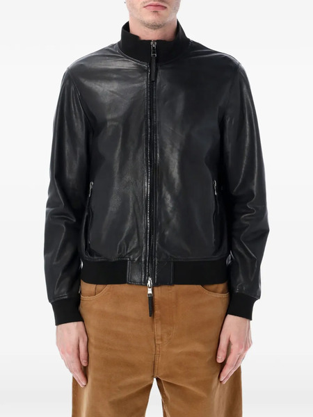 Sword Zip-fastening Leather Jacket - Black 