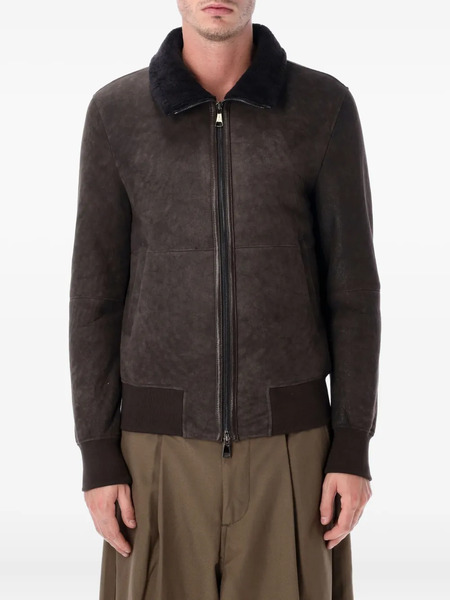  Sword Zip-fastening Leather Jacket - Brown 