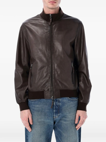  Sword Zip-fastening Leather Jacket - Brown 