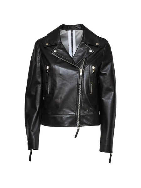  Sword Zip-up Biker Jacket - Black 