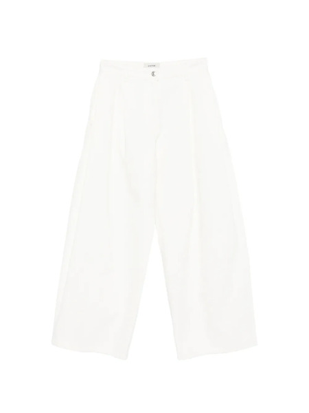  System Button-fastening Pleated Jeans - White 