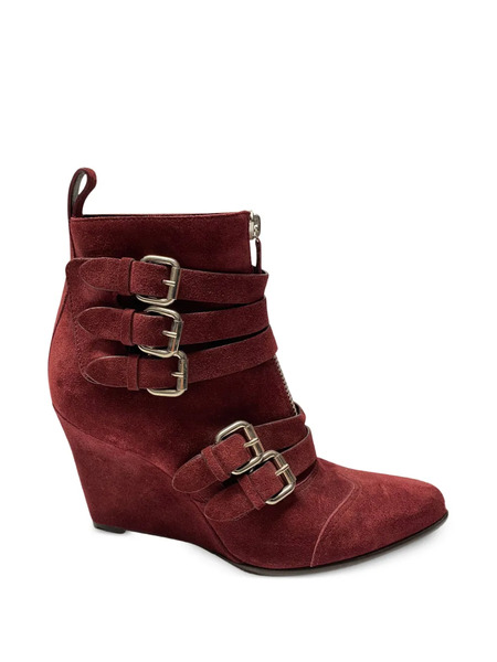  Tabitha Simmons Buckled Wedge Boots - Red 