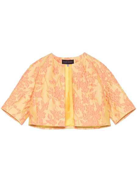  Talbot Runhof Floral-jacquard Cropped Jacket - Yellow 