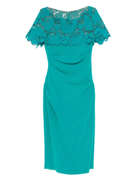  Talbot Runhof Lace-panel Dress - Blue 