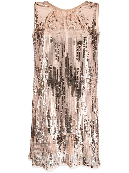  Talbot Runhof Sequinned Sleeveless Minidress - Neutrals 