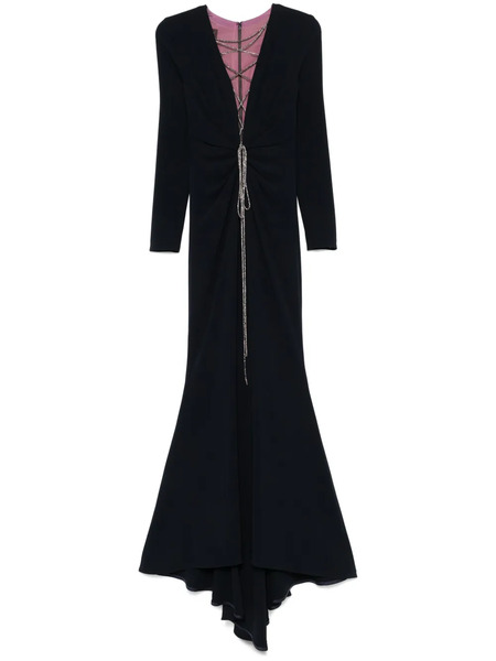  Talbot Runhof V-neck Gown - Blue 