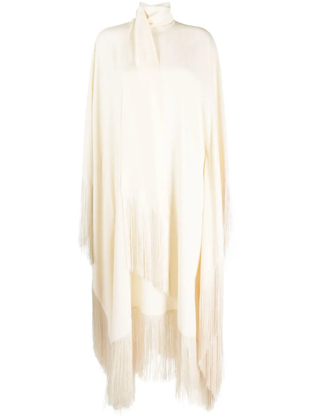  Taller Marmo Long-sleeve Fringed Midi Dress - Neutrals 