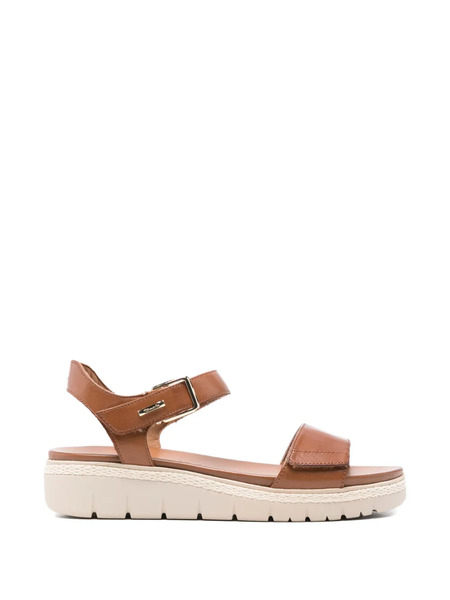  Tamaris Buckle Strap Leather Sandals - Brown 