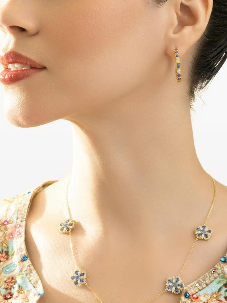  Tanya Farah 18k Yellow Gold Sapphire Hoop Earrings 