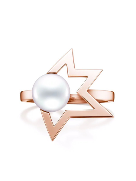  Tasaki 18kt Rose Gold Collection Line Comet Plus Pearl Ring - Pink 
