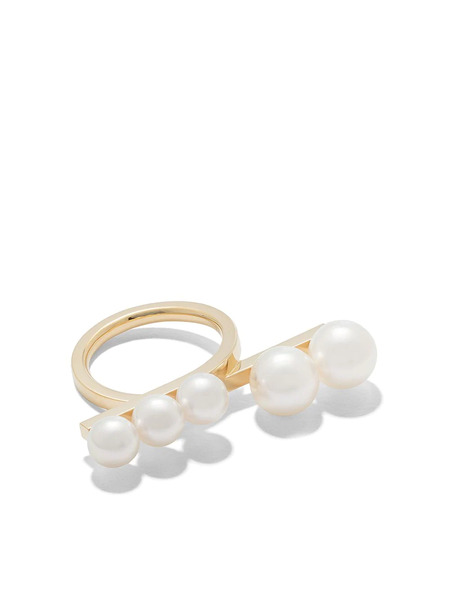 Tasaki 18kt Yellow Gold Collection Line Balance Loop Pearl Ring 