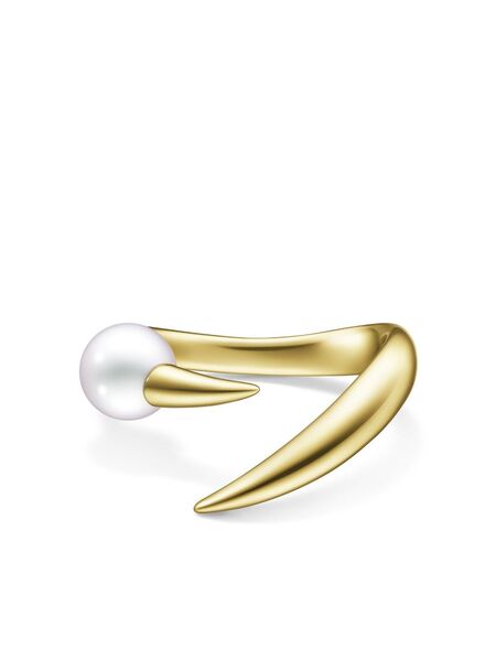  Tasaki 18kt Yellow Gold Collection Line Danger Horn Plus Ring 
