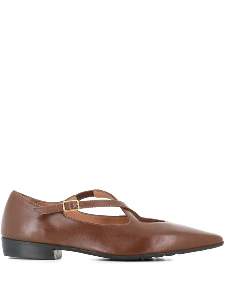 Tassinari Leather Buckle-strap Flat Pumps - Brown 
