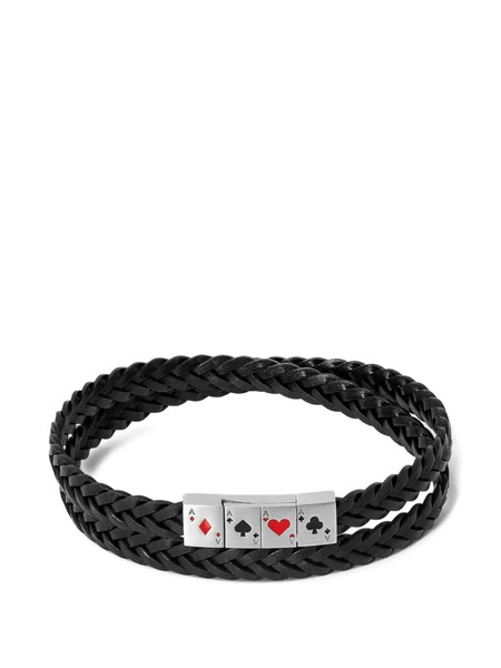  Tateossian Braided Card-motif Bracelet - Silver 