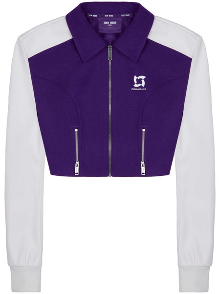  Team Wang Design Panelled Zip-up Cropped Jacket - Purple 