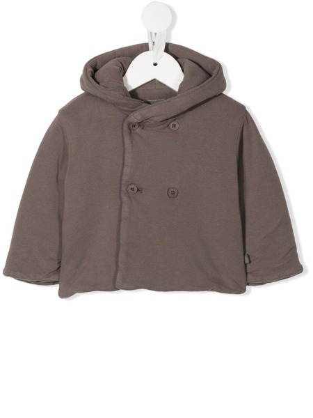 Teddy & Minou Double-breasted Hooded Jacket - Brown 