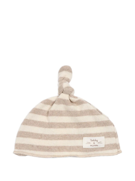  Teddy & Minou Striped Knotted Beanie - Neutrals 