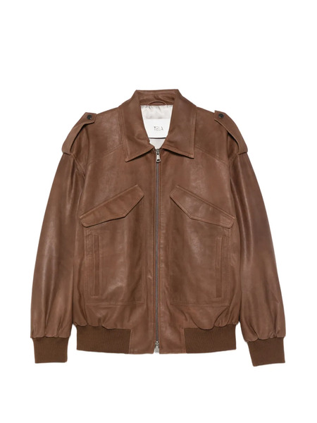  Tela Flap-pocket Bomber Jacket - Brown 
