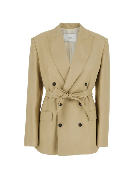  Tela Frost Belted Double-breasted Blazer - Neutrals 
