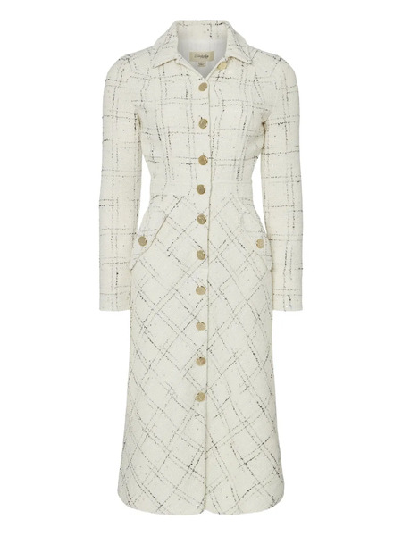  Temperley London Colonel Check-pattern Button-front Midi Dress - White 