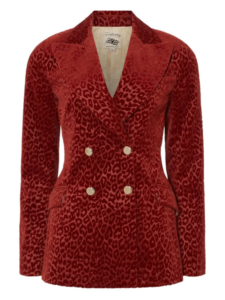  Temperley London Leopard-pattern Double-breasted Blazer - Red 