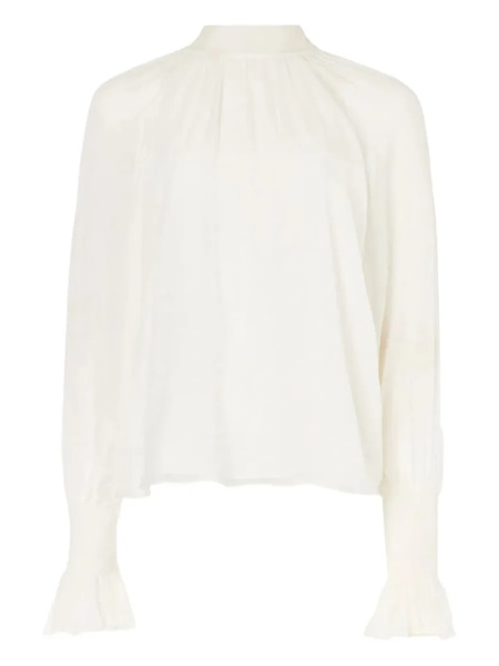  Temperley London Quintette High-neck Ruffled-cuff Blouse - White 