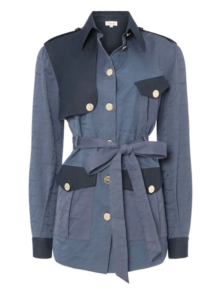  Temperley London Victory Buttoned Belted Jacket - Blue 