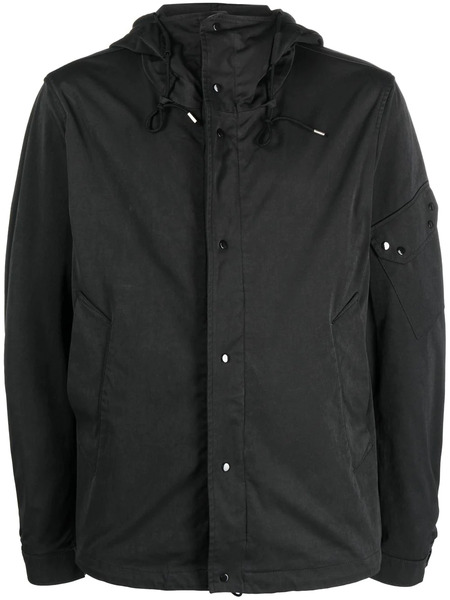  Ten C Cotton Plain Hooded Jacket - Black 
