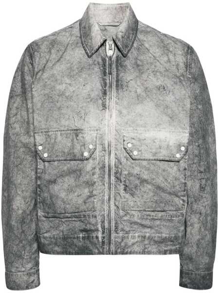  Ten C Zip-up Distressed-effect Shirt Jacket - Grey 