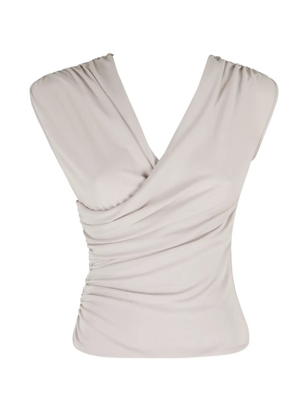  The Andamane Draped V-neck Blouse - Neutrals 