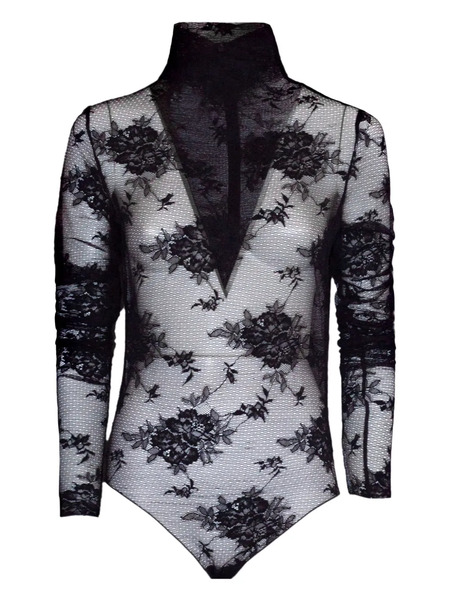  The Andamane Floral-embroidered Bodysuit - Black 