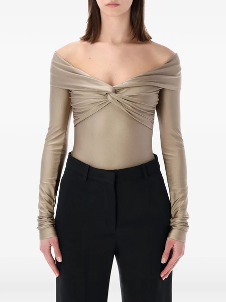  The Andamane Long-sleeves Knot Bodysuit - Neutrals 