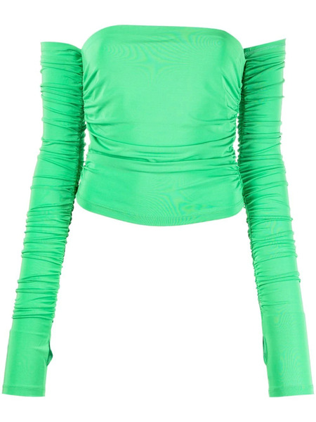  The Andamane Off-shoudler Draped Top - Green 