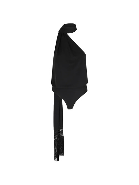  The Andamane One-shoulder Fringed Blouse - Black 