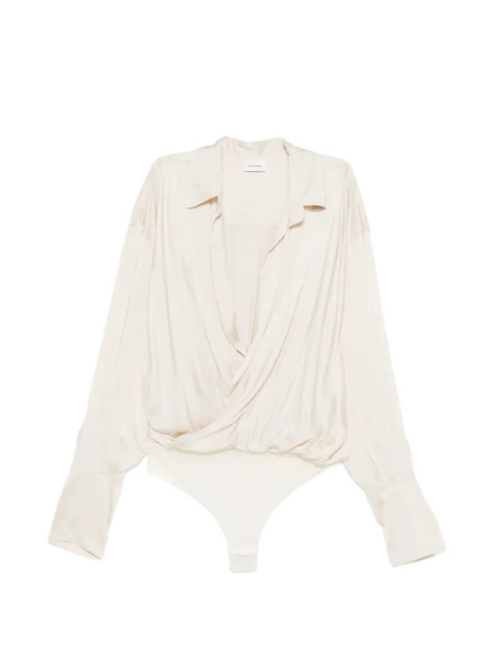  The Andamane Paloma Polo-collar Wrap Bodysuit - Neutrals 
