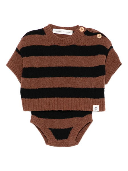  The Animals Observatory Striped Button Top Set - Brown 