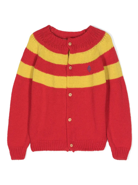 The Animals Observatory Toucan Striped Wool Cardigan - Red 