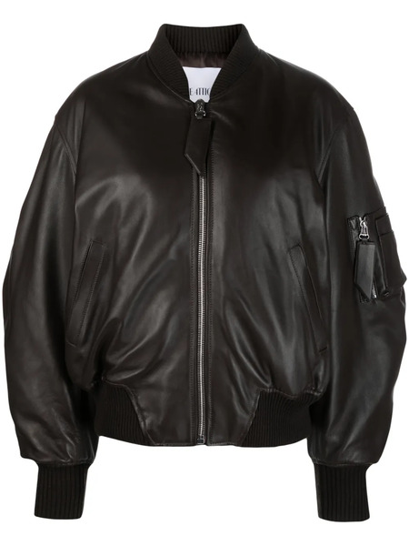  The Attico Leather Bomber Jacket - Brown 