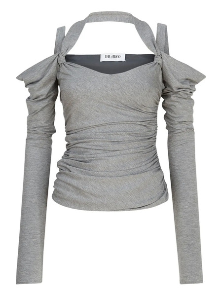  The Attico Off-shoulder Draped Top - Grey 