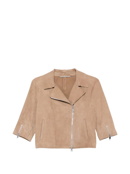  The Jack Leathers Mimi Suede Biker Jacket - Neutrals 