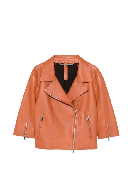  The Jack Leathers Zip Leather Jacket - Orange 